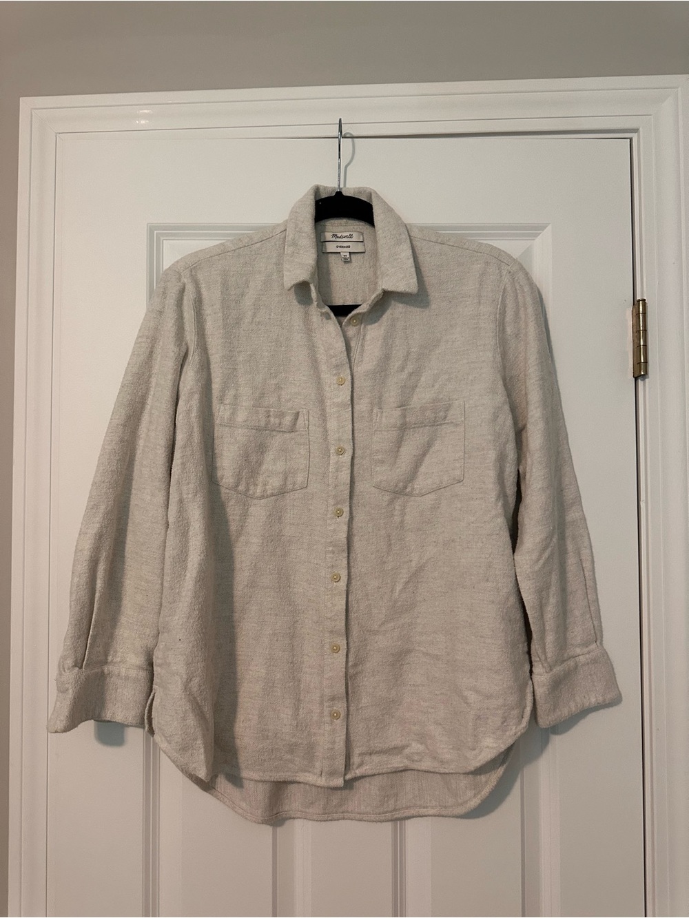 Madewell Women’s Beige Button-Down Oversized Textured Shirt